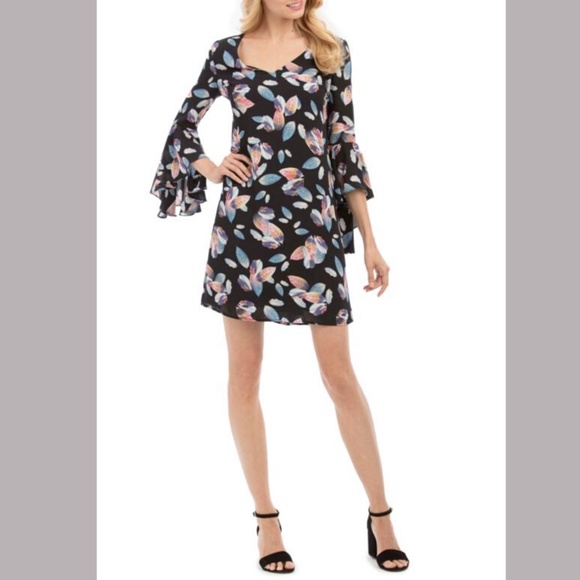 NWT Nicole Miller NY Long Ruffle Sleeve Dress 2 - Picture 2 of 12